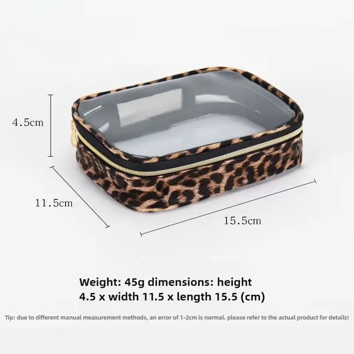 Trousse de maquillage transparente imprimé léopard – Organisateur de cosmétiques de voyage imperméab