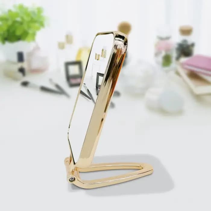 Miroir à main double face avec poignée pliable réglable