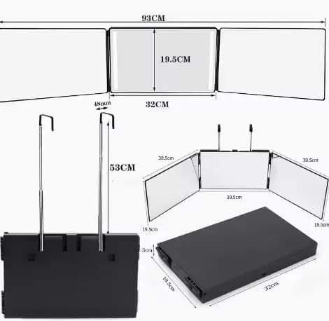 Miroir pliable portable avec crochets télescopiques réglables