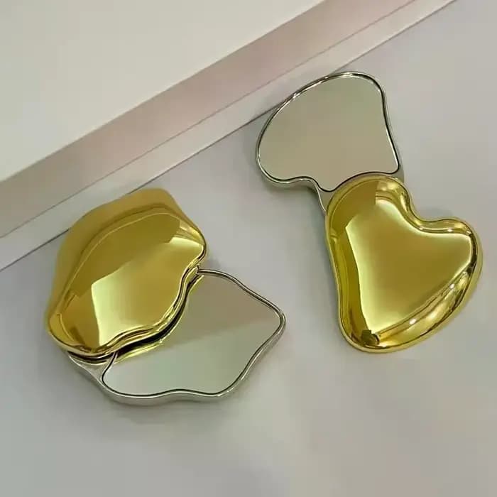 Miroir de maquillage Double face en forme de cœur pour fille