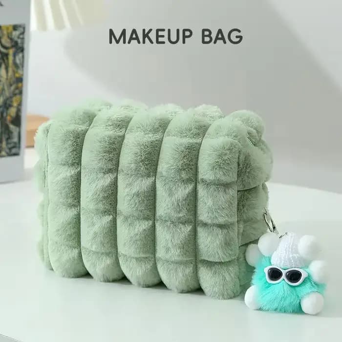 1 sac à maquillage simple et élégant avec pendentif pompon - Sac