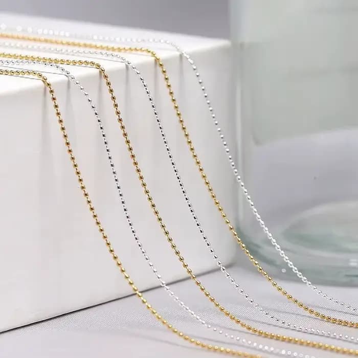 Chaîne de perles pour ongles en or et argent, 1 m/paquet, 0.8mm, breloque en pierre Ellipse, décorat