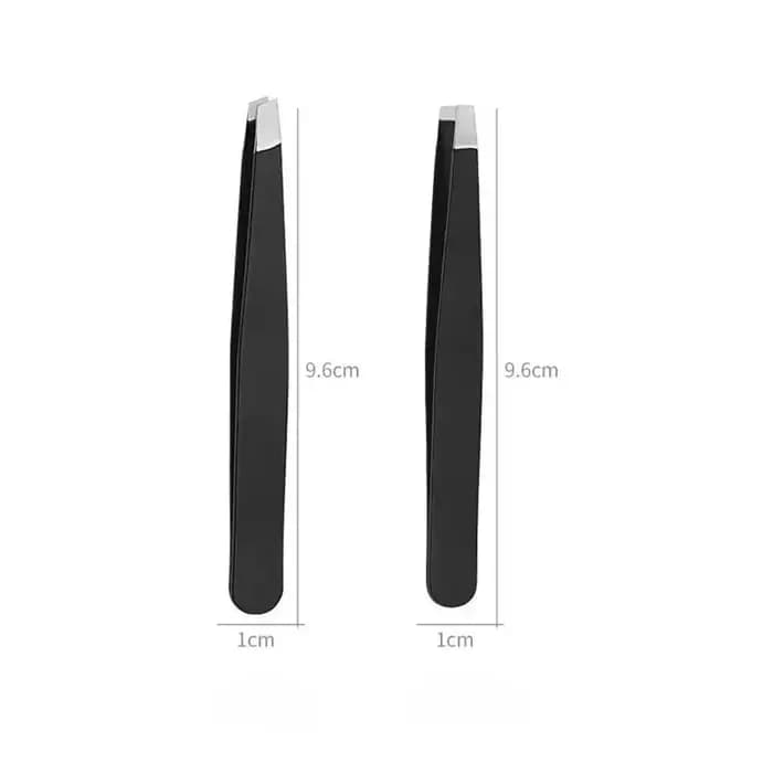 Pince à sourcils noire en acier inoxydable, avec pointe inclinée et plate, outils de beauté pour pin
