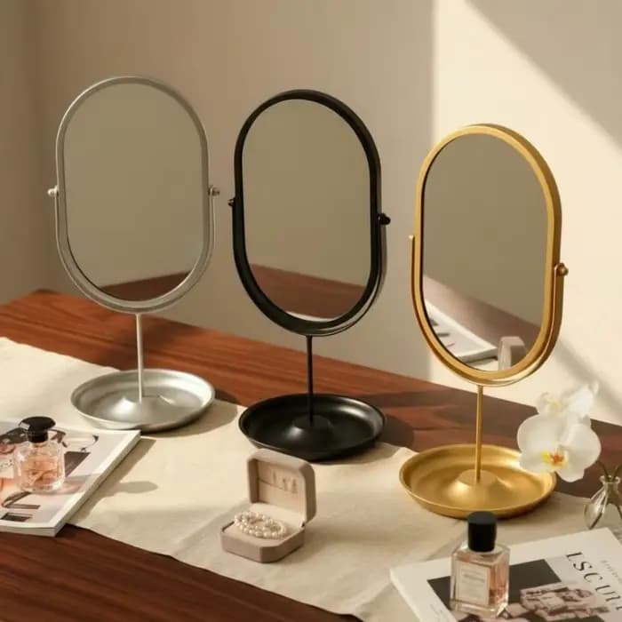 Miroir de vanité ovale rotatif à 360 degrés