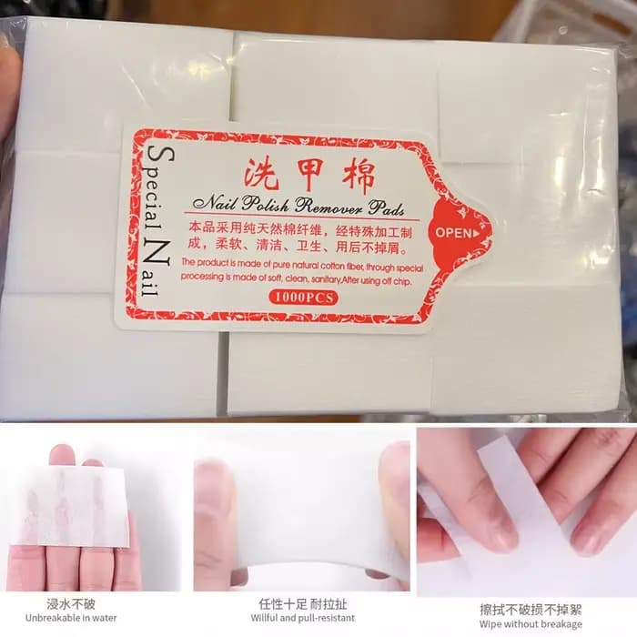 1000/500/100 pièces lingettes à ongles 100% tampons de coton non pelucheux dissolvant de vernis à on