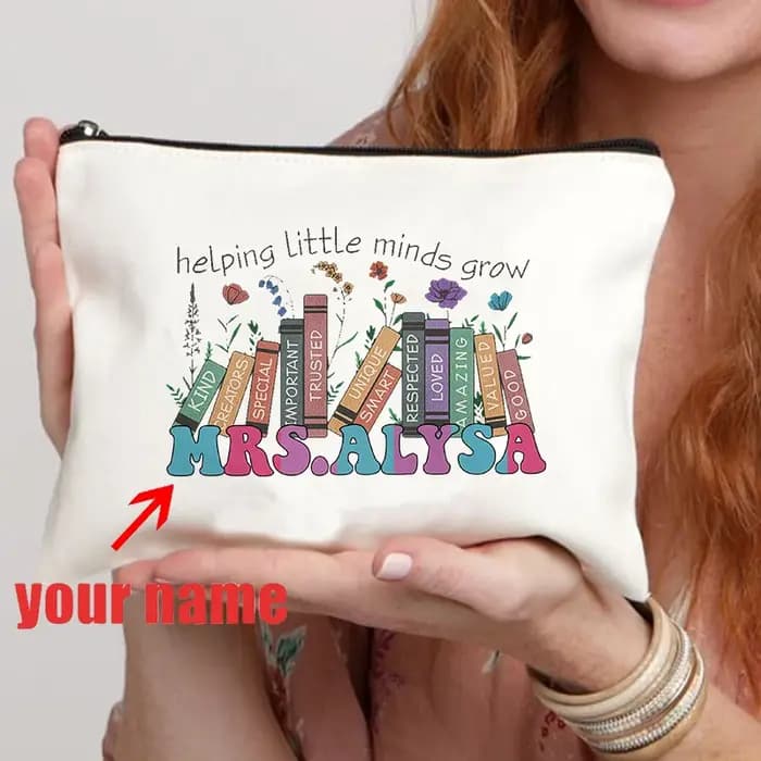 Trousse de maquillage personnalisée avec nom de l'enseignant