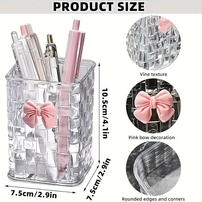 Boîte de rangement pour pinceaux de maquillage avec nœud