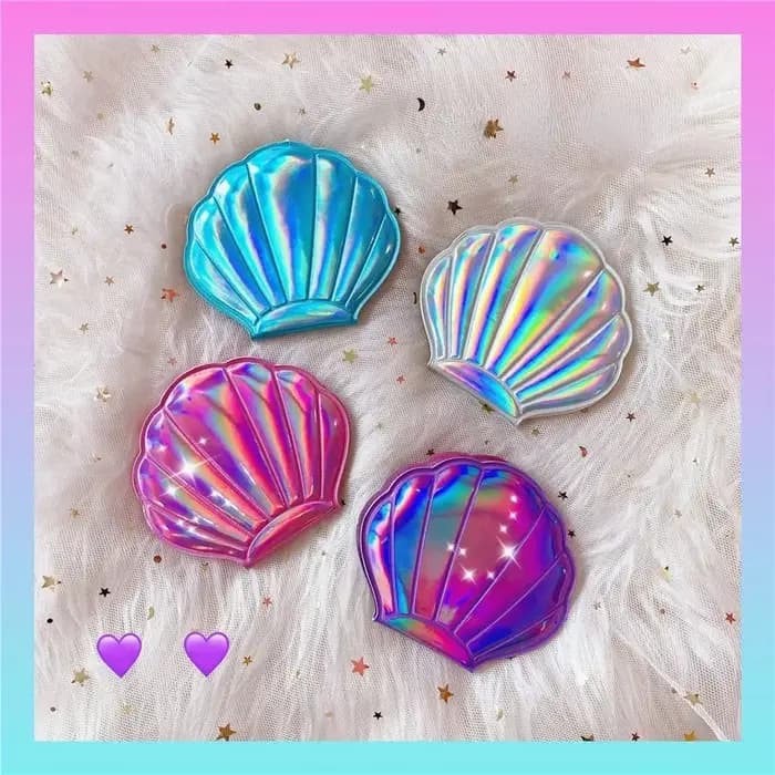 Rêve Laser couleur coquille forme miroir de maquillage 2X grossissant Portable Double face pliant poche Kawaii