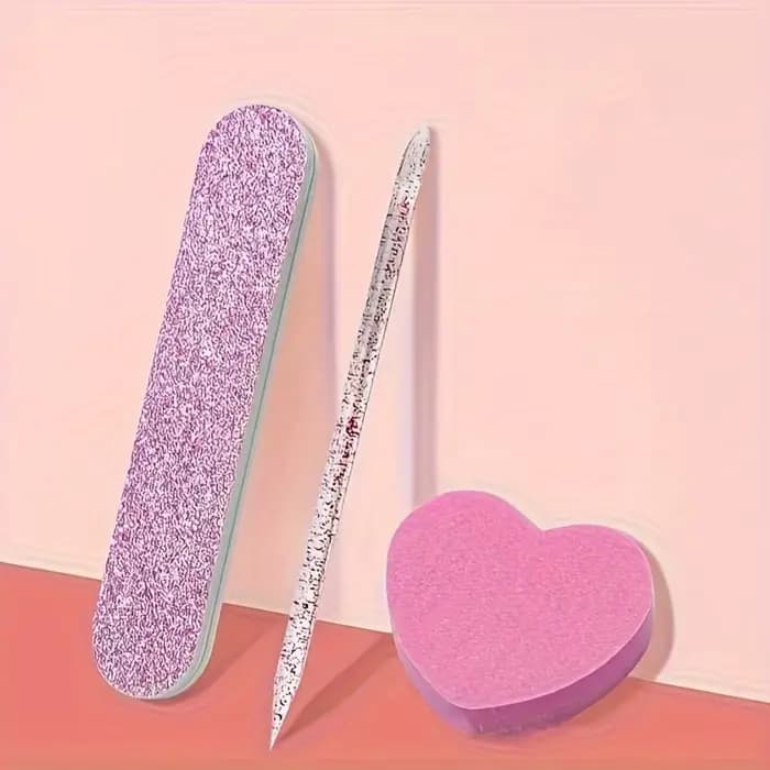 Kit de soins des ongles à paillettes roses