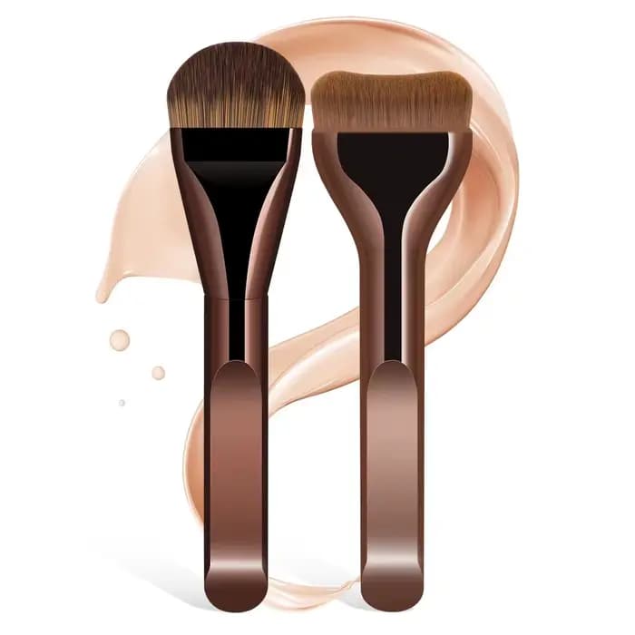 Ensemble de 2 pinceaux de maquillage pour fond de teint, pinceau correcteur ultra-fin, idéal pour le