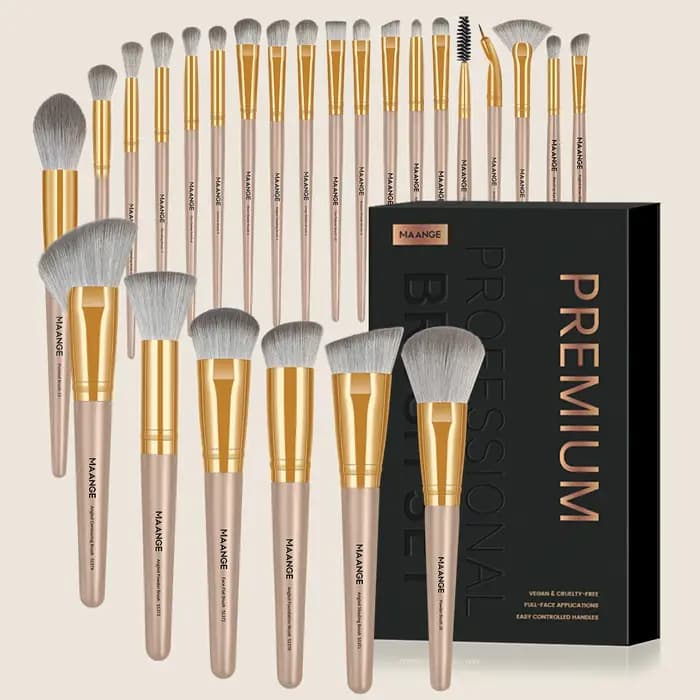 MAANGE 25 pièces boîte-cadeau professionnelle pinceaux de maquillage Kit visage yeux