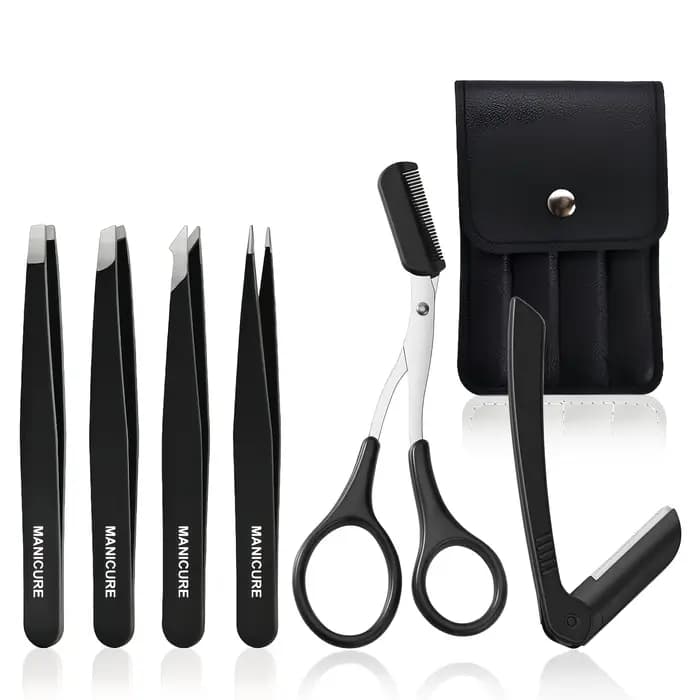 Pincettes et ciseaux professionnels de précision en acier inoxydable, adaptés au coupe des sourcils,