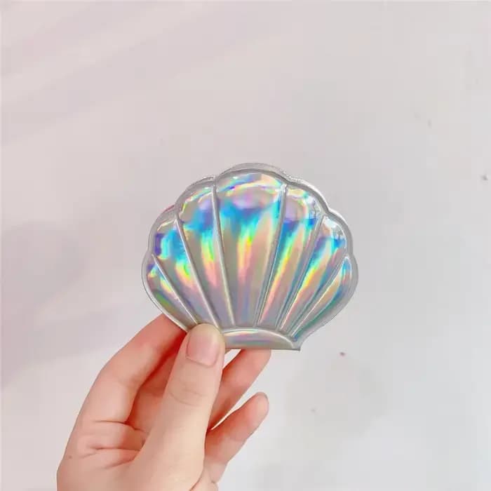 Rêve Laser couleur coquille forme miroir de maquillage 2X grossissant Portable Double face pliant poche Kawaii