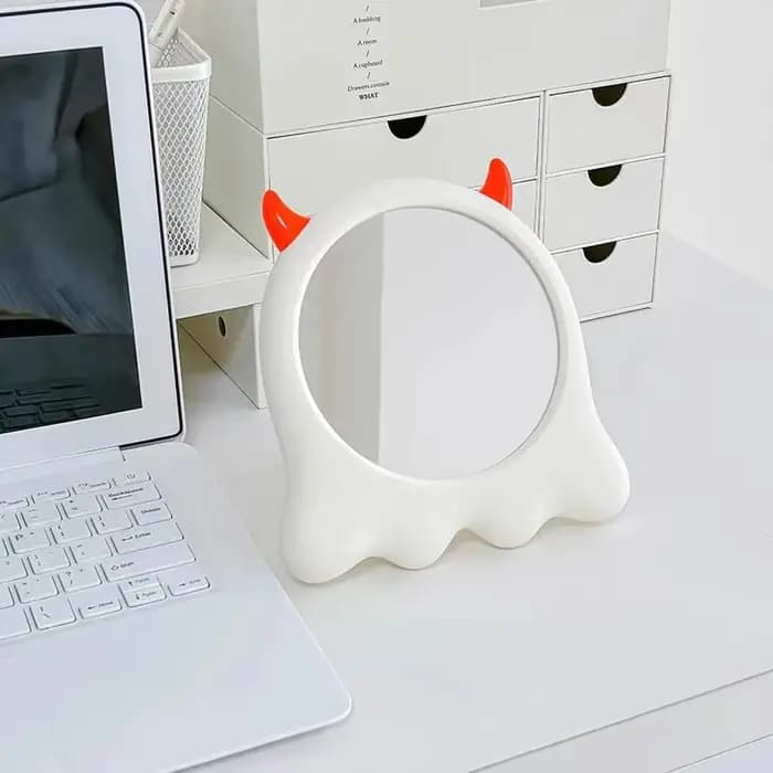 Autocollant ovale miroir à main maquillage lumière blanc miroirs debout Kawaii Design dortoir particulier Decorativos maison accessoires
