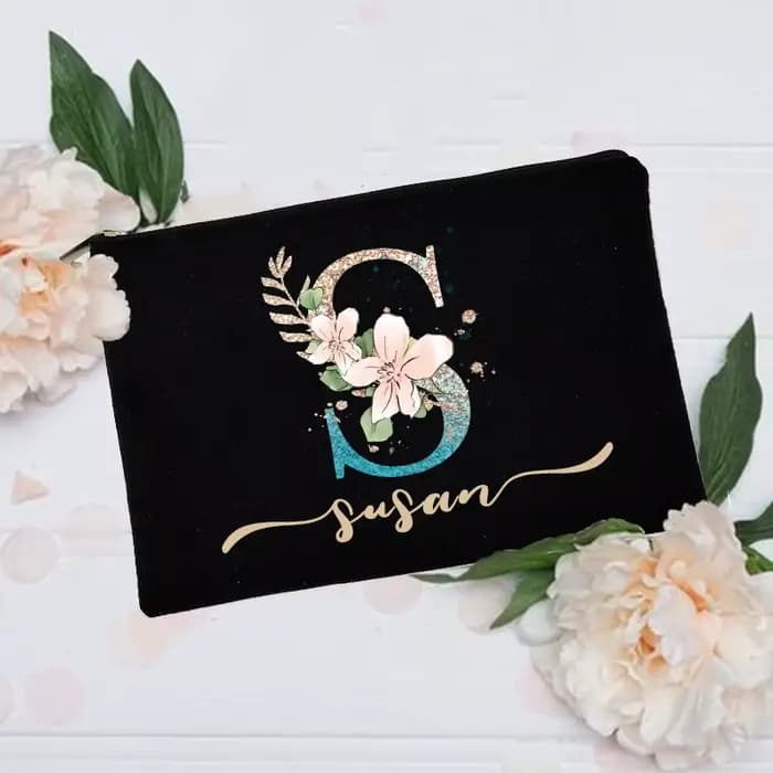 Trousse de maquillage personnalisée avec nom initial
