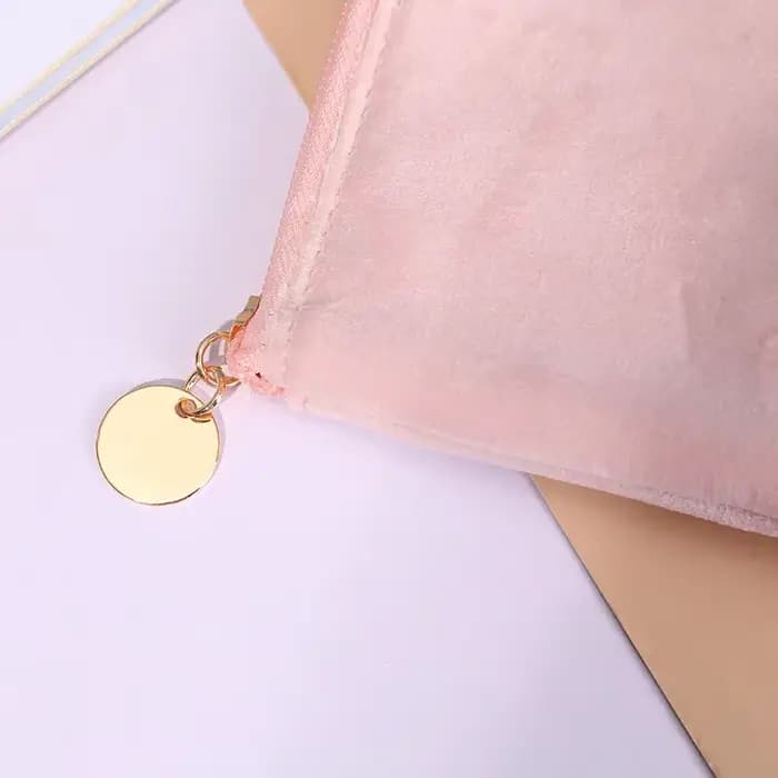 Trousse de maquillage en velours avec fermeture éclair pour femme