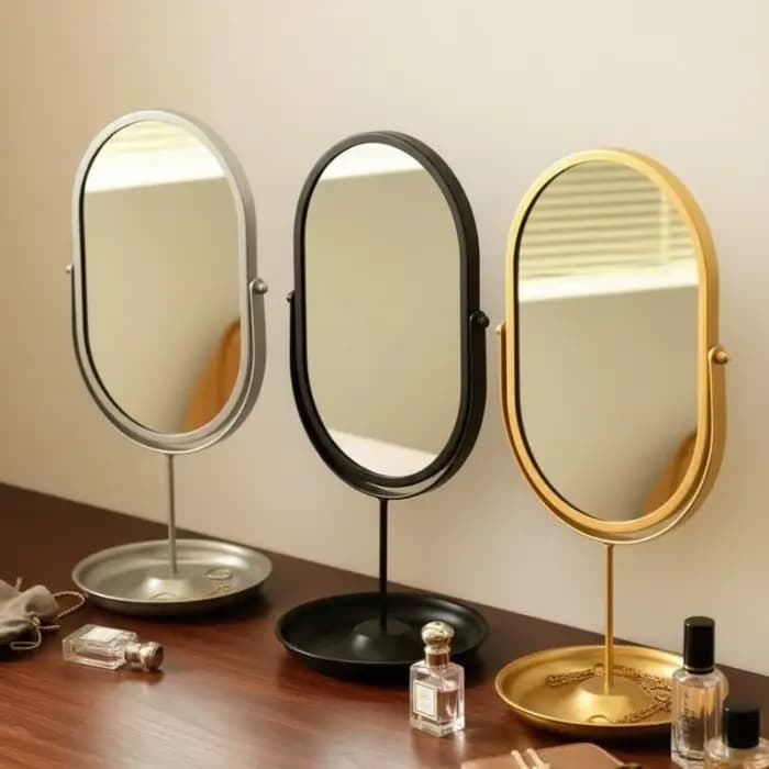 Miroir de vanité ovale rotatif à 360 degrés