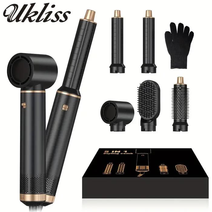 Brosse sèche-cheveux 5 en 1 UKLISS, brosse sèche-cheveux, boucleur à air chaud, styler à air chaud,