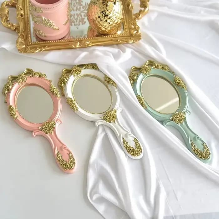Miroir Rose portatif Vintage