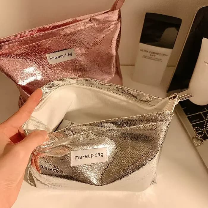 Sac de rangement Portable à paillettes pour produits de toilette et de soins de la peau