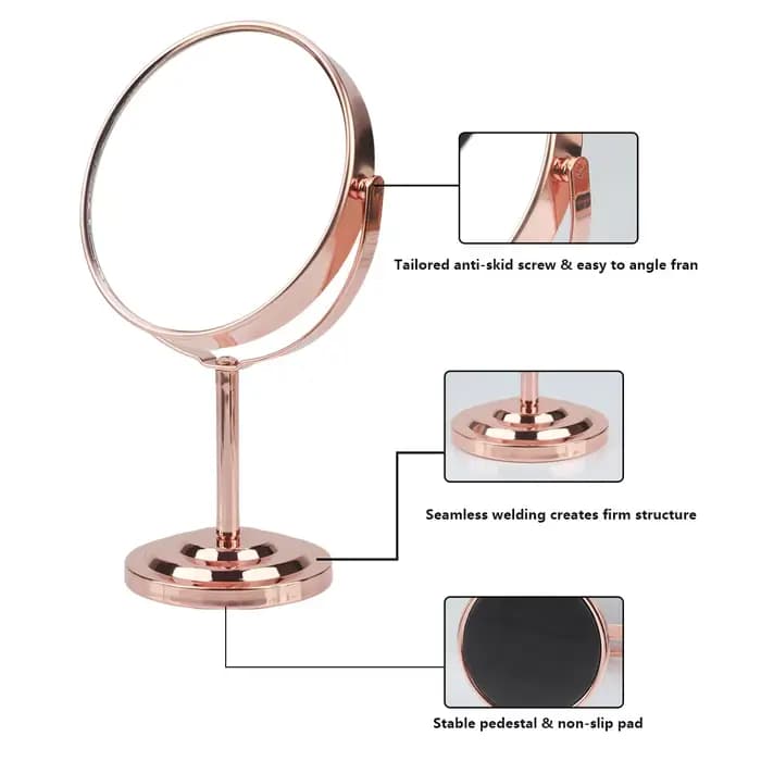 Miroir de maquillage Double face 3/4/5 pouces, avec grossissement 2X, réflexion claire et miroir de