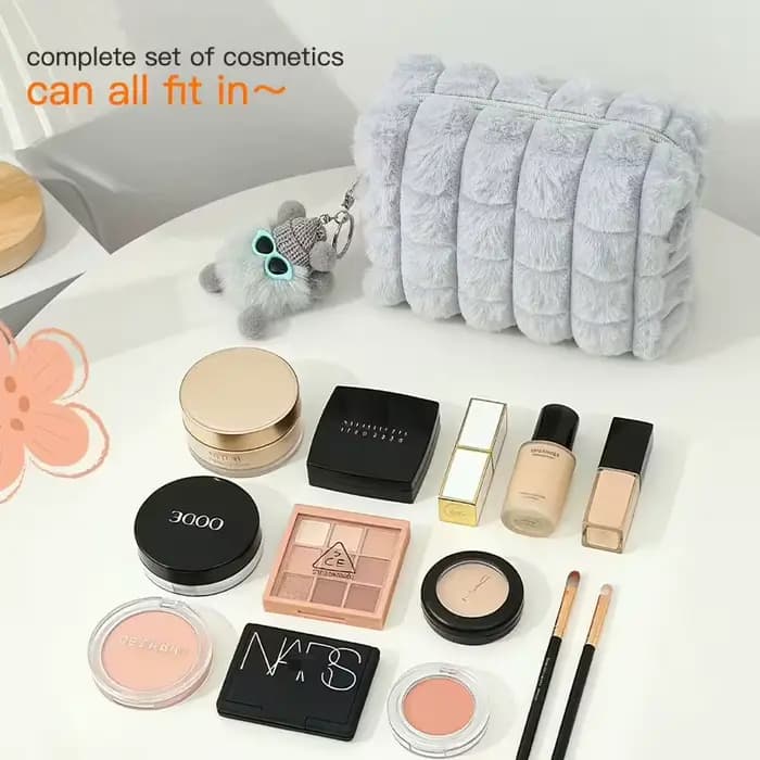 1 sac à maquillage simple et élégant avec pendentif pompon - Sac