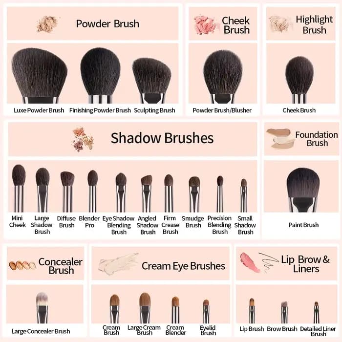 OVW – ensemble de pinceaux de maquillage en poils de chèvre naturels