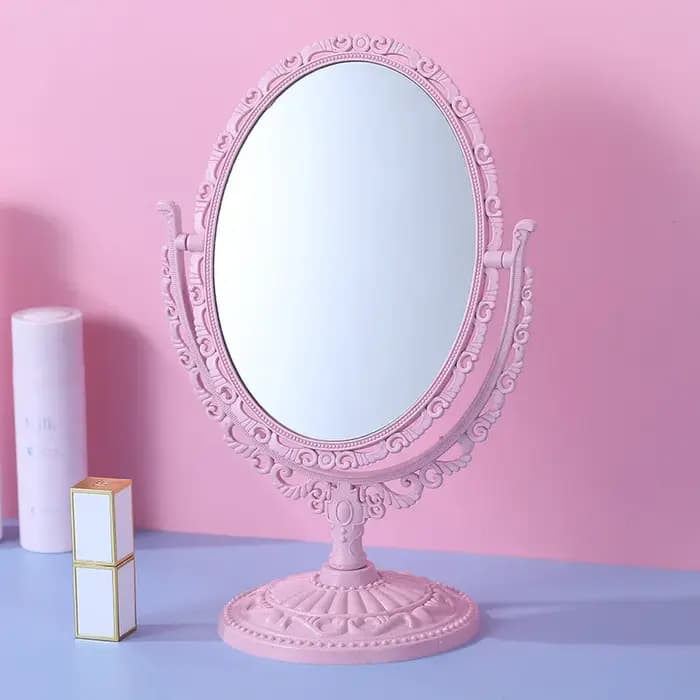 Miroir de maquillage de bureau européen rétro double face