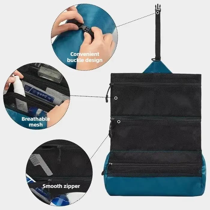 Trousse de toilette de voyage multifonctionnelle pour hommes: organisateur Compact pliable et étanche