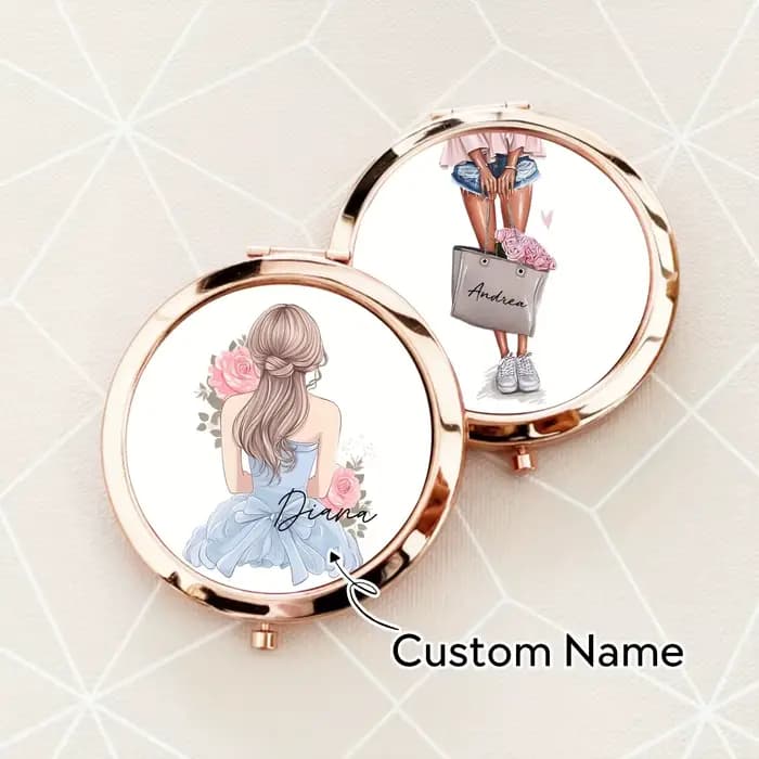 Miroir de maquillage personnalisé avec lettres