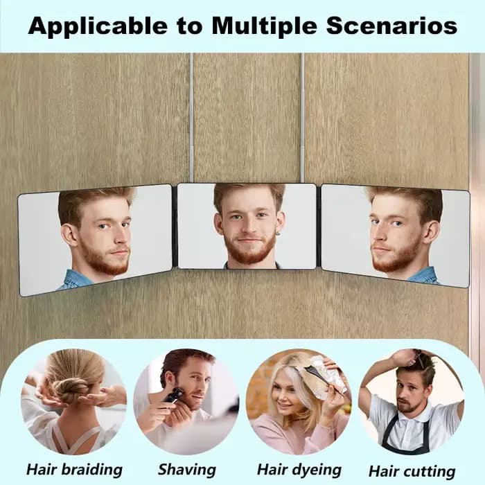 Miroir de coupe de cheveux à 3 voies