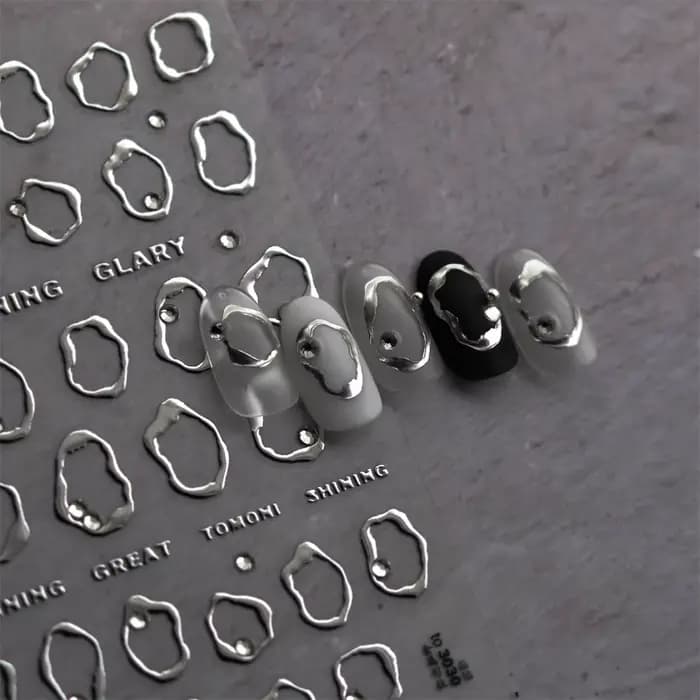 1 pièces 5D strass or argent motif irrégulier autocollant pour ongles conception Simple adhésif curs