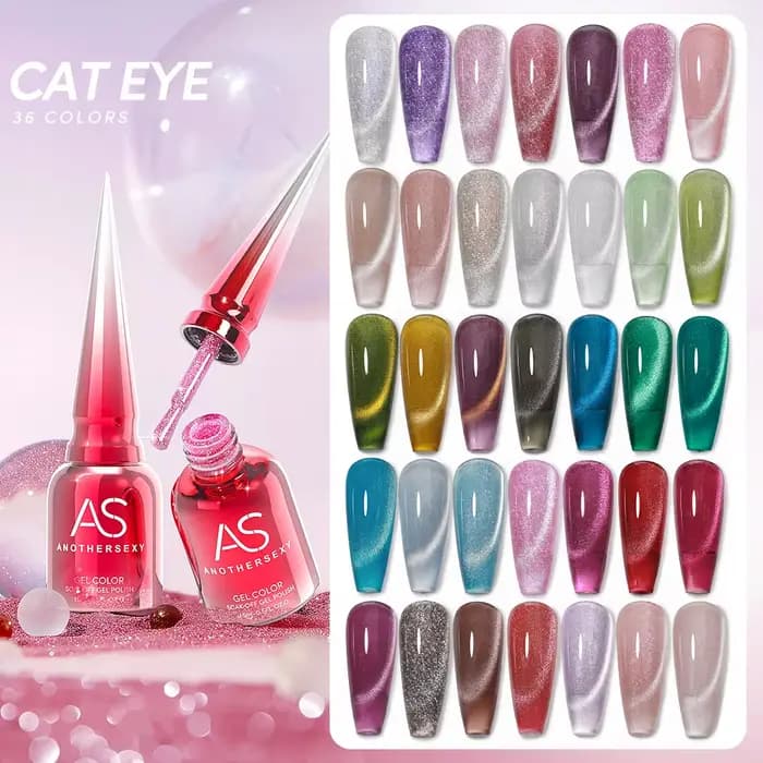 AS 15ml chat magnétique Gel vernis à ongles oeil de chat effet paillettes Semi Permanent 36 couleurs