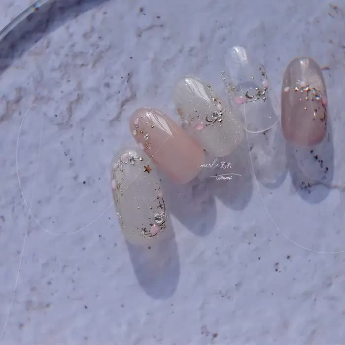 1 pièces 5D étoile lune ongles autocollants Kawaii rose rétro bronzant Nail Art autocollant décorati