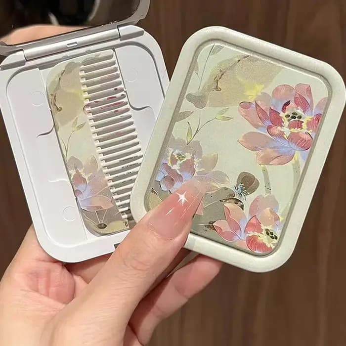 Miroir de maquillage pliant à rabat Lotus
