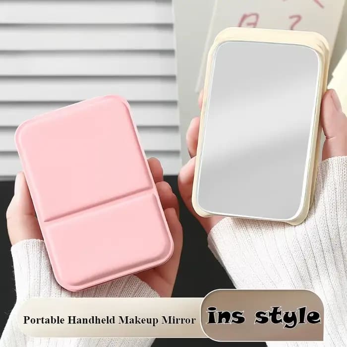 Miroir de maquillage de bureau en cuir PU solide