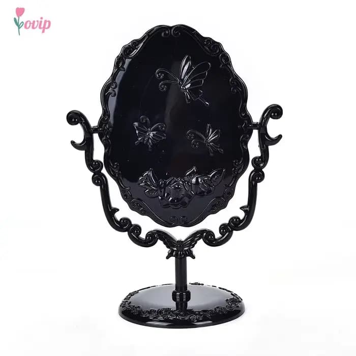 Miroir de maquillage royal rotatif noir vintage, miroir gothique de bureau avec papillon, rose, outil cosmétique de décoration