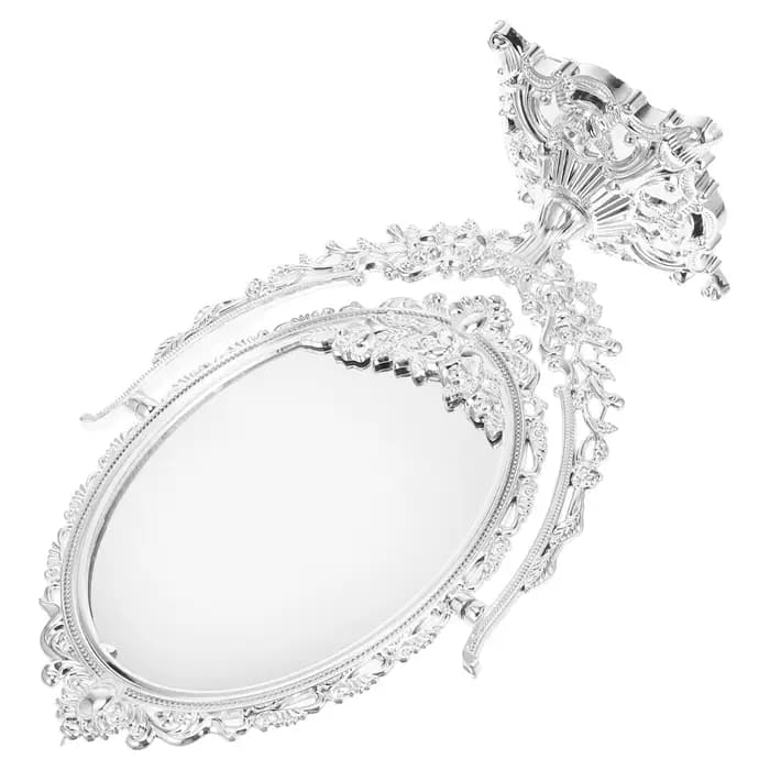 Miroir de maquillage rétro 360 pivotant ovale Double face haute définition Vintage bureau debout Table de vanité