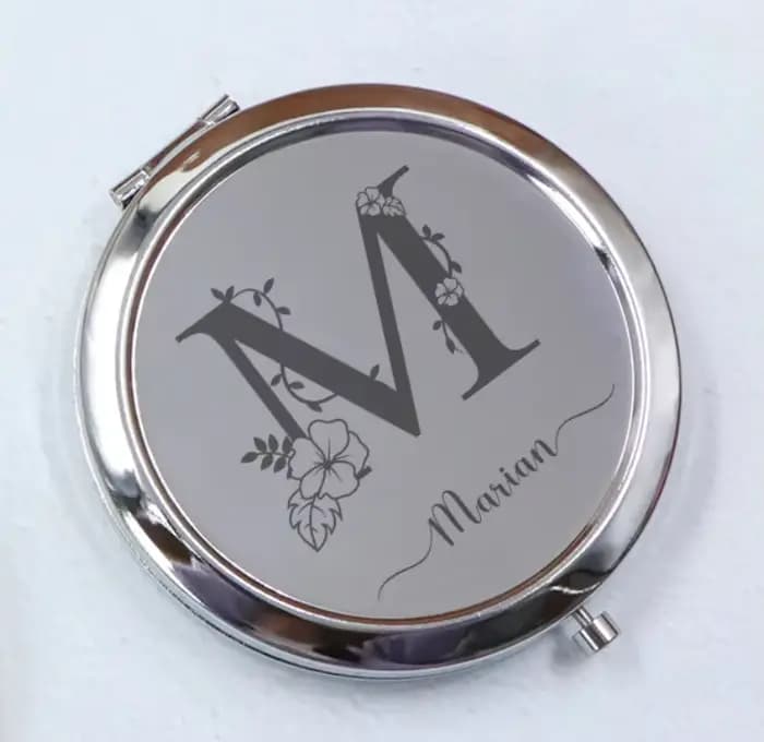 Miroir de poche personnalisé, miroir de maquillage pliable avec nom personnalisé, mini miroir person