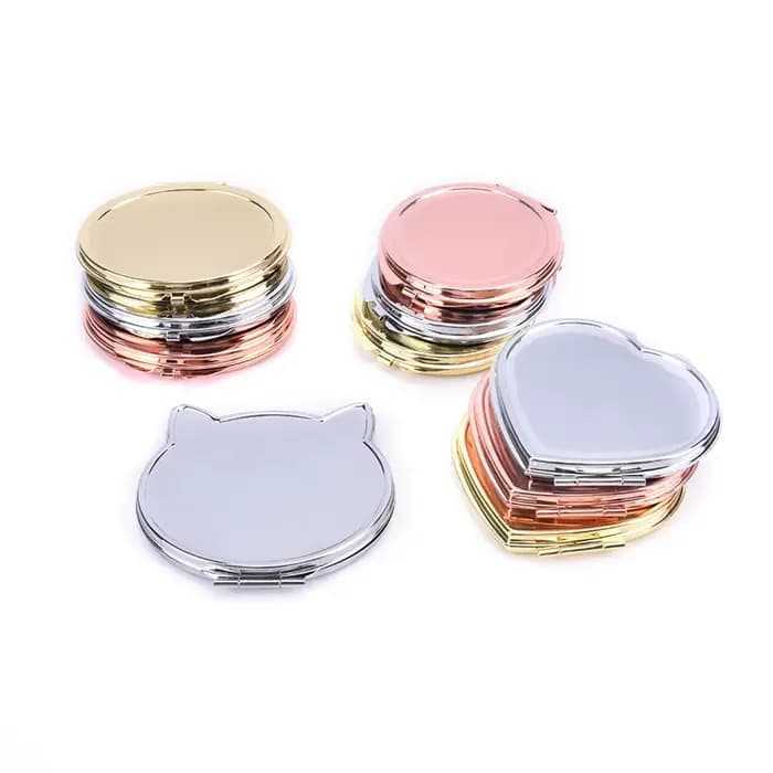 Miroir de maquillage rond grossissant compact