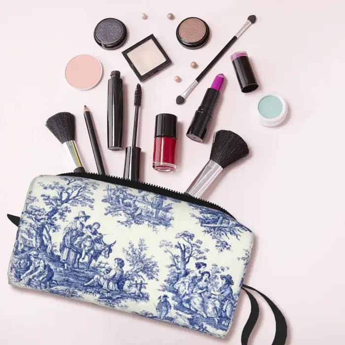 Trousse de Toilette de Voyage à Motif Bleu Marine Français