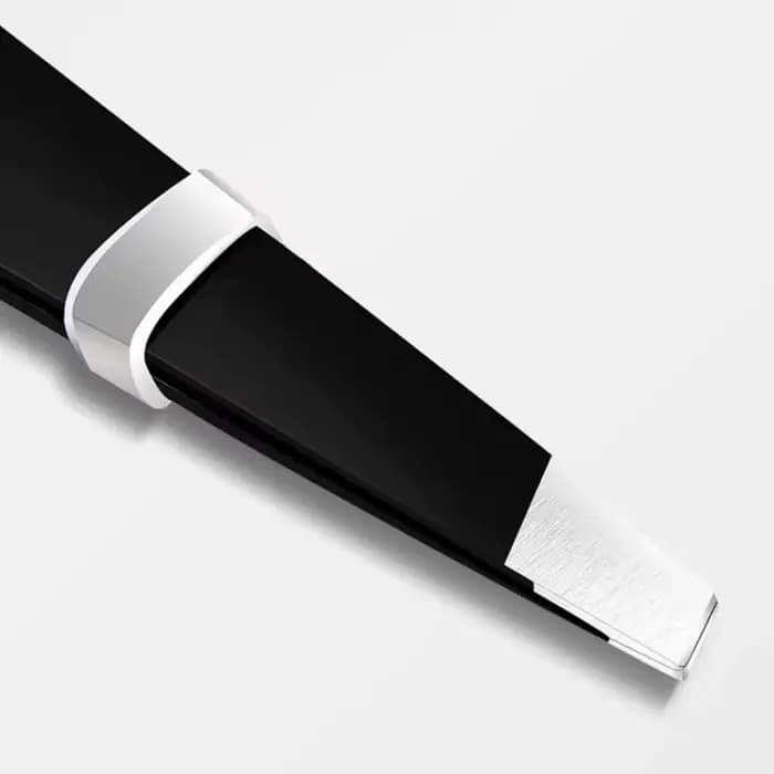 Pince à sourcils noire en acier inoxydable, avec pointe inclinée et plate, outils de beauté pour pin