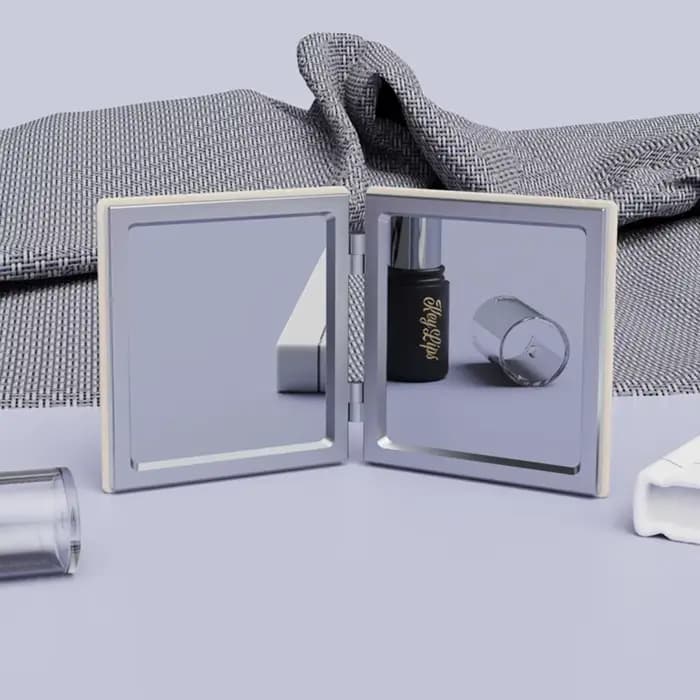 Mini Miroir de Maquillage Pliable en Cuir PU