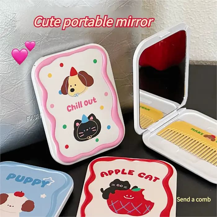 Petit miroir mignon, mini miroir de maquillage portable pour fille