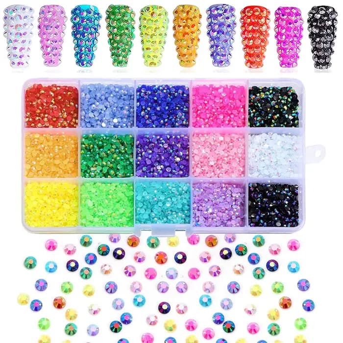 12000 pièces/boîte strass Nail Art, 15 couleurs 3mm strass à ongles ronds plats, accessoires décorat
