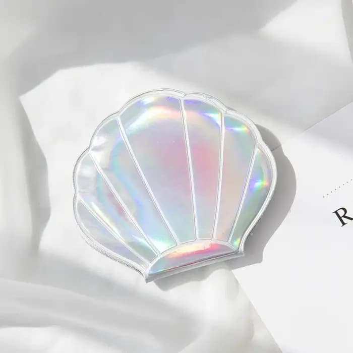 Rêve Laser couleur coquille forme miroir de maquillage 2X grossissant Portable Double face pliant poche Kawaii