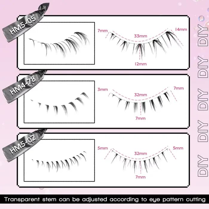10 paires de cils inférieurs Manga, bande transparente, vaporeux, petite flamme sous les yeux, maqui