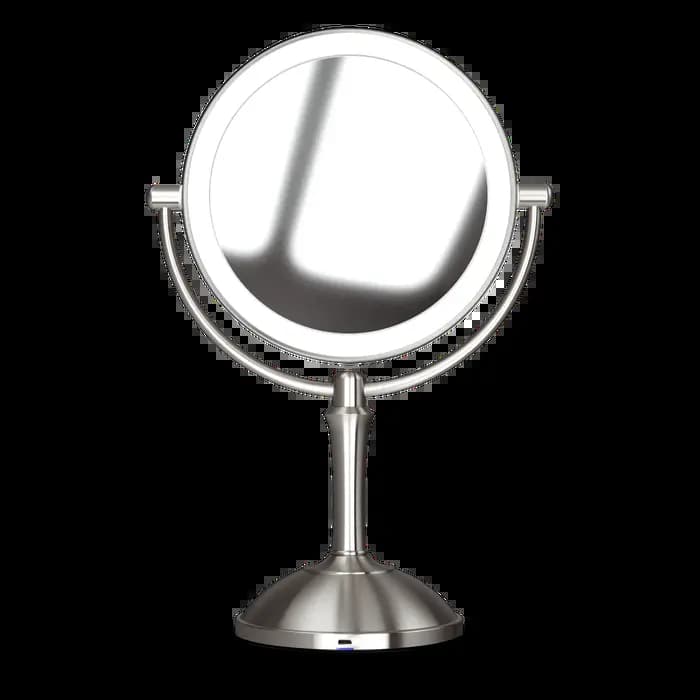 Miroir de maquillage TUSHENGTU avec éclairage, grossissement 10x, double miroir pour le maquillage, miroir cosmétique sur pied rotatif à 360 degrés