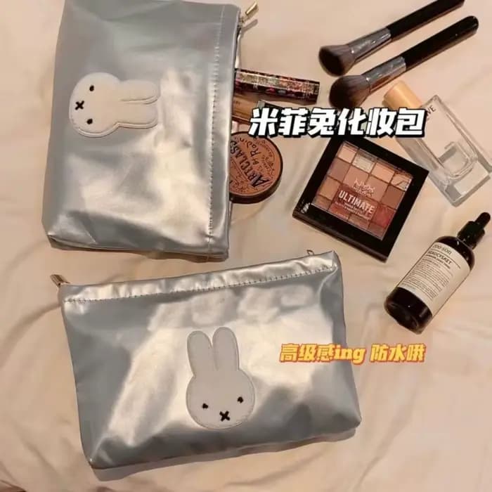 Sac de maquillage Miffy mignon, sac de rangement grande capacité, trousse de toilette portable pour produits de soin, sac à pinceaux, cadeau kawaii