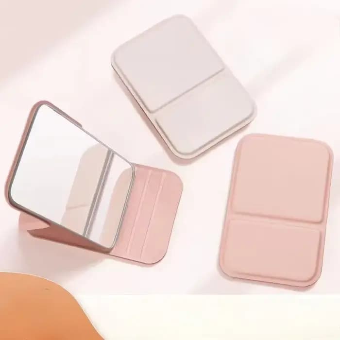 Miroir de maquillage de bureau en cuir PU solide